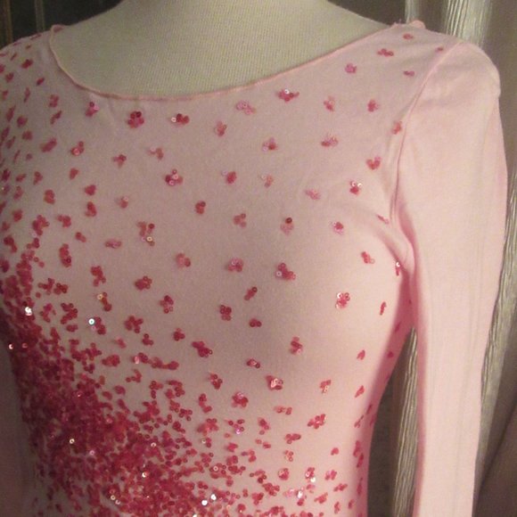 Glinda Pink Peace on Earth Size Large Sequin Long-Sleeved Tshirt - Picture 2 of 6